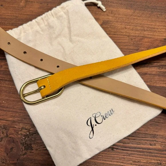 J. Crew Mustard Leather Belt with Gold Buckle - Picture 2 of 3